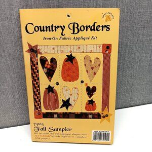 COUNTRY BORDERS Iron-On Fabric Applique Kit Autumn Fall Pumpkins Halloween Craft